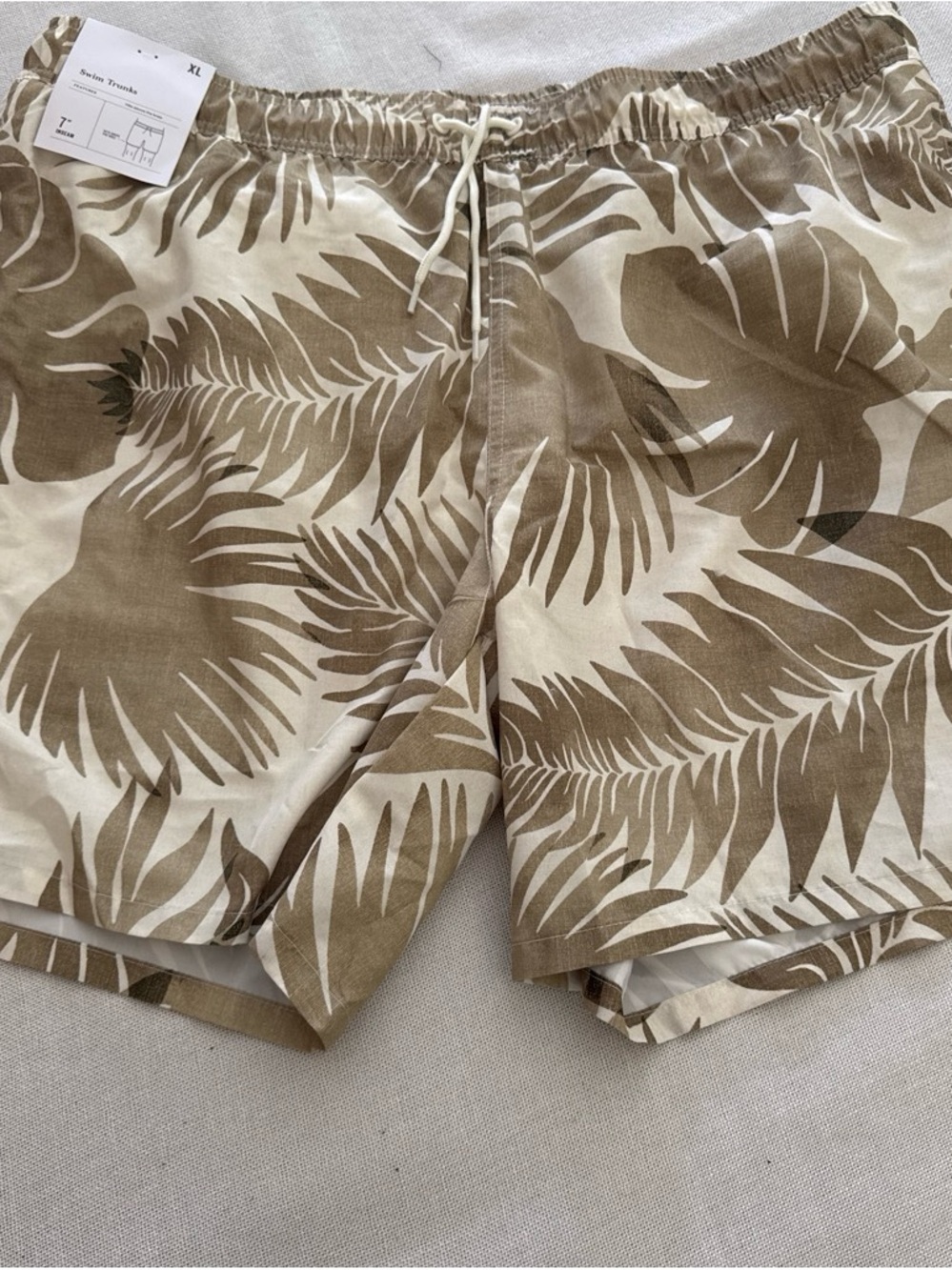 Target Men's Beige and White Tropical Swim Shorts